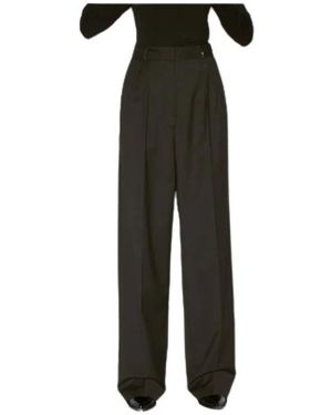 Barbara Bui Broeken ,Groen ,Wol Elegante Wijde Broek - Zwart