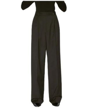 Barbara Bui Broeken ,Groen ,Wol Elegante Wijde Broek - Zwart
