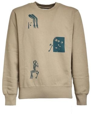 Edwin Hoodies & Sweatvesten ,Bruin ,Felpa Girocollo - Groen