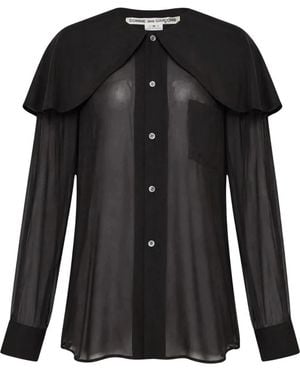 Comme des Garçons Overhemden ,Zwart ,Blouse Met Cape-Paneel