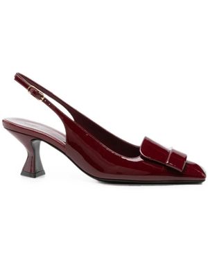 Sergio Rossi Schoenen ,Bruin ,Leer Met Hak Bruin - Rood