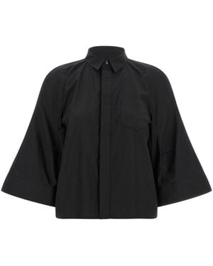 Sacai Overhemden ,Zwart ,Katoen Poplin Shirt