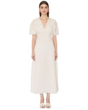 Berenice Riley Langes Kleid Mit Puffärmeln - Weiß