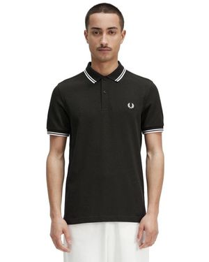 Fred Perry Grünes Twin Tipped Polo Shirt - Schwarz