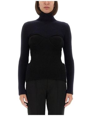 Jean Paul Gaultier Gerippter Rollkragenpullover - Schwarz