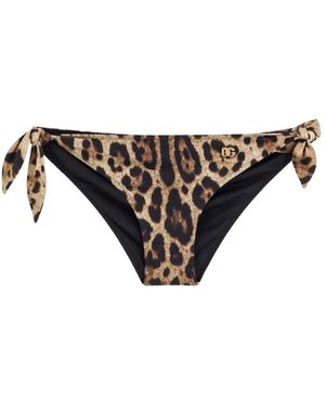 Dolce & Gabbana Animalier Print Bikini Broekje - Zwart