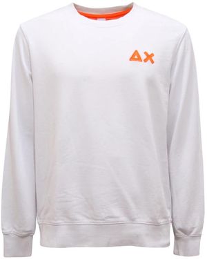 Sun 68 Hoodies & Sweatvesten ,Wit ,Katoen Round Fluo Cotton Fleece