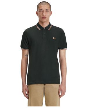 Fred Perry Grünes Twin Tipped Polo-Shirt - Schwarz