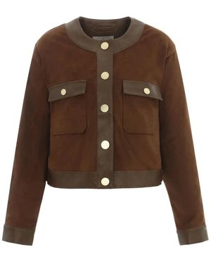 Urbancode Collarless Suede Jacket - Bruin