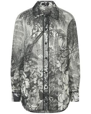 Riani Blusa in cotone floreale esotica - Grigio