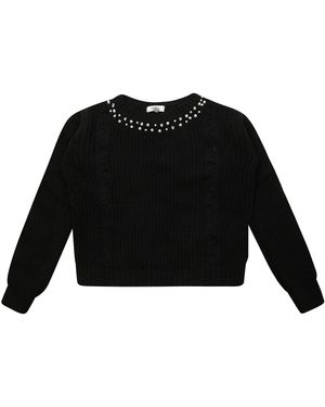 Dixie Truien & Vesten ,Zwart ,Maglia Girocollo Con Perline