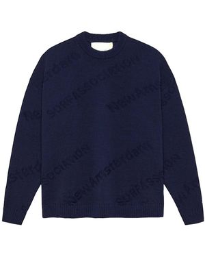 New Amsterdam Surf Association Truien & Vesten ,Blauw ,Katoen Logo Jacquard Crewneck