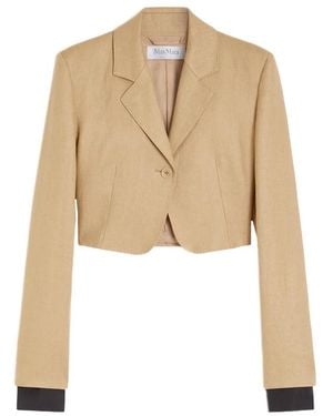 Max Mara Jassen ,Linnen Buono Linnen Jas - Naturel