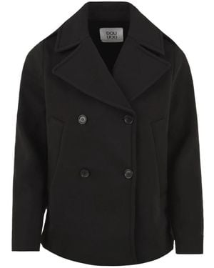Douuod Woman Double-Breasted Coats - Black