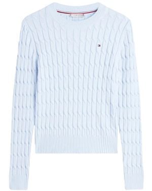 Tommy Hilfiger Cable Knit Rundhalspullover - Blau