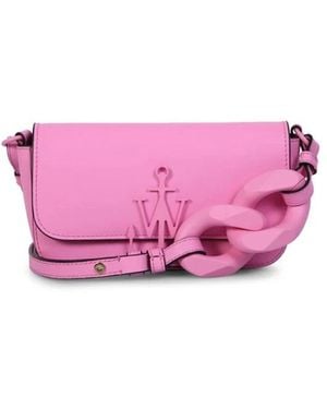 JW Anderson Tassen ,Roze ,Leer Anchor Chain Baguette Shoulder Bag