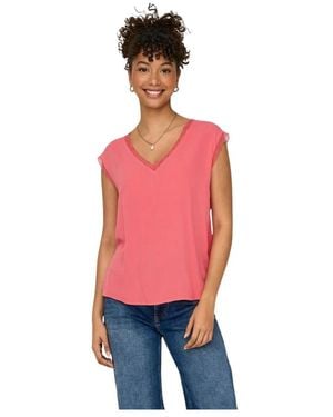 ONLY Jasmina T-Shirt Met V-Hals - Rood