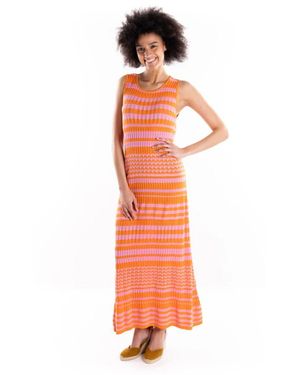 Akep Kleedjes ,Veelkleurig ,Polyester Crochet Maxi Tank Jurk - Oranje