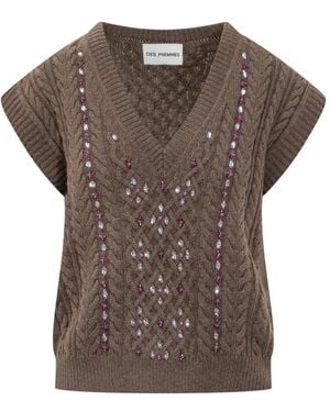 Des Phemmes V-Neck Knitwear - Marron
