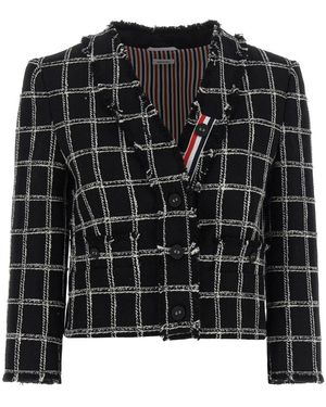 Thom Browne Jassen ,Veelkleurig ,Katoen Cropped Cardigan Jas - Zwart
