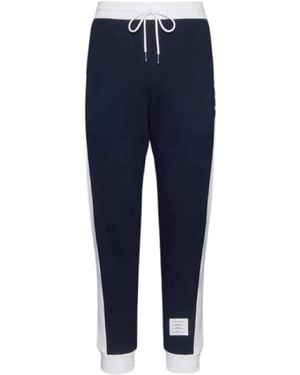 Thom Browne Broeken ,Blauw ,Katoen Trainingsbroeken Met Engineered 4 Bar