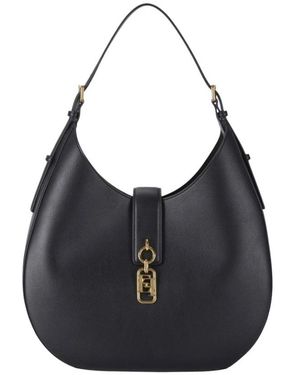 Elisabetta Franchi Tassen ,Zwart ,Leer Round Hobo Bag