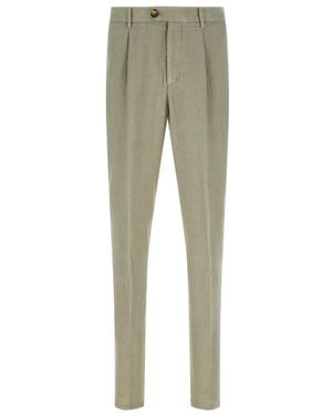 Brunello Cucinelli Linnen Gabardine Broek Geverfd - Groen