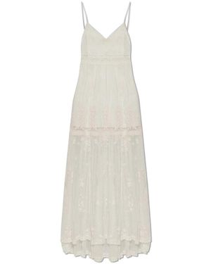 LoveShackFancy Valmy Geborduurd Tule Maxijurk - Wit