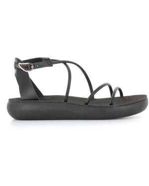 Ancient Greek Sandals Schwarze Ledersandalen Mit Hoher Sohle Für Damen