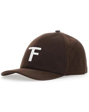 Tom Ford Accessoires ,Bruin ,Katoen Cotton Baseball Cap