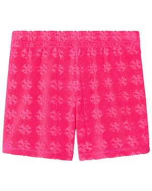 Tory Burch Korte Broeken ,Roze ,Katoen Fuchsia Logo Katoenen Shorts