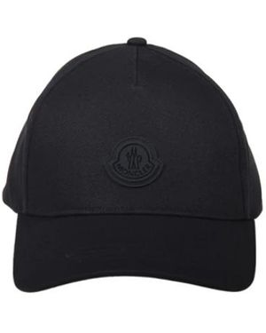 Moncler Accessoires ,Zwart ,Katoen Cotton Gabardine Baseball Cap