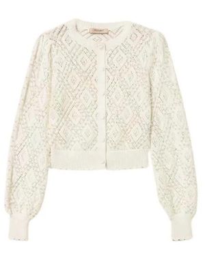 Twinset Truien & Vesten ,Wit ,Katoen Pearl Cardigan
