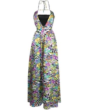 Just Cavalli Printed Halterneck Maxi Dress - Blue