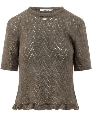 MSGM Kurzarm-Strickoberteil - Grau