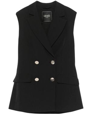 Liu Jo Jassen ,Zwart ,Katoen Gilet Doppiopetto