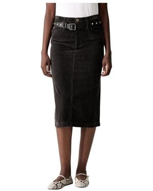 Pinko Corduroy Midi Rok - Zwart