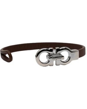 Ferragamo Accessoires ,Bruin ,Leer Gancini Armband - Zwart