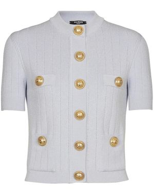 Balmain Gebreid Vest Met 4 Zakken - Grijs