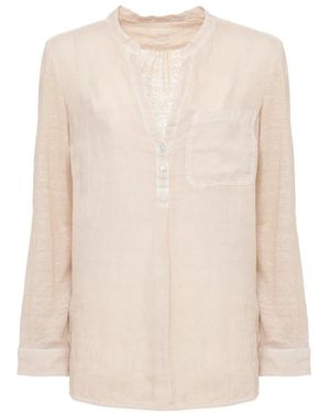 120% Lino Linnen Blouse - Naturel