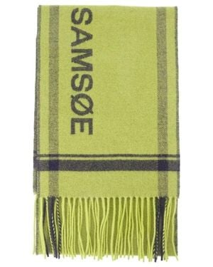 Samsøe & Samsøe Accessoires ,Groen ,Wol Samelia Sjaal