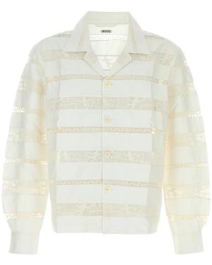 Bode Overhemden ,Katoen Kant Tennis Shirt - Wit