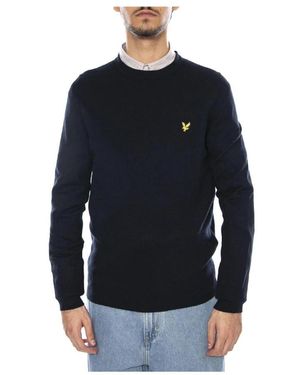 Lyle & Scott Truien & Vesten ,Blauw ,Katoen Katoen Merino Trui Met Ronde Hals