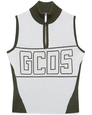 Gcds Tops ,Veelkleurig ,Band-Logo Half-Zip Top - Metallic