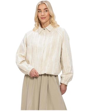 Simplee Overhemden ,Katoen Top Ls - Naturel