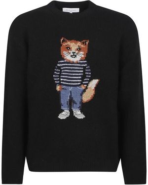 Maison Kitsuné Round-Neck Knitwear - Black