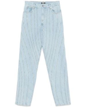 Mugler Hellblaue klassische jeans mit logopatch