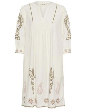 Cream Short Dresses - Blanco