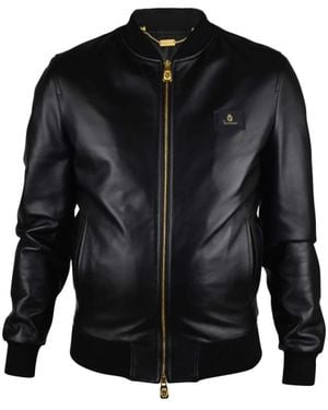 Billionaire Jassen ,Zwart ,Leer Lederen Bomberjack