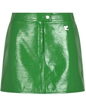Courreges Reedition Vinyl Mini Rok - Groen
